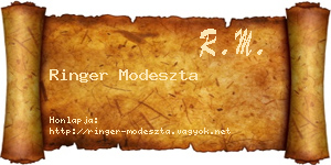 Ringer Modeszta névjegykártya